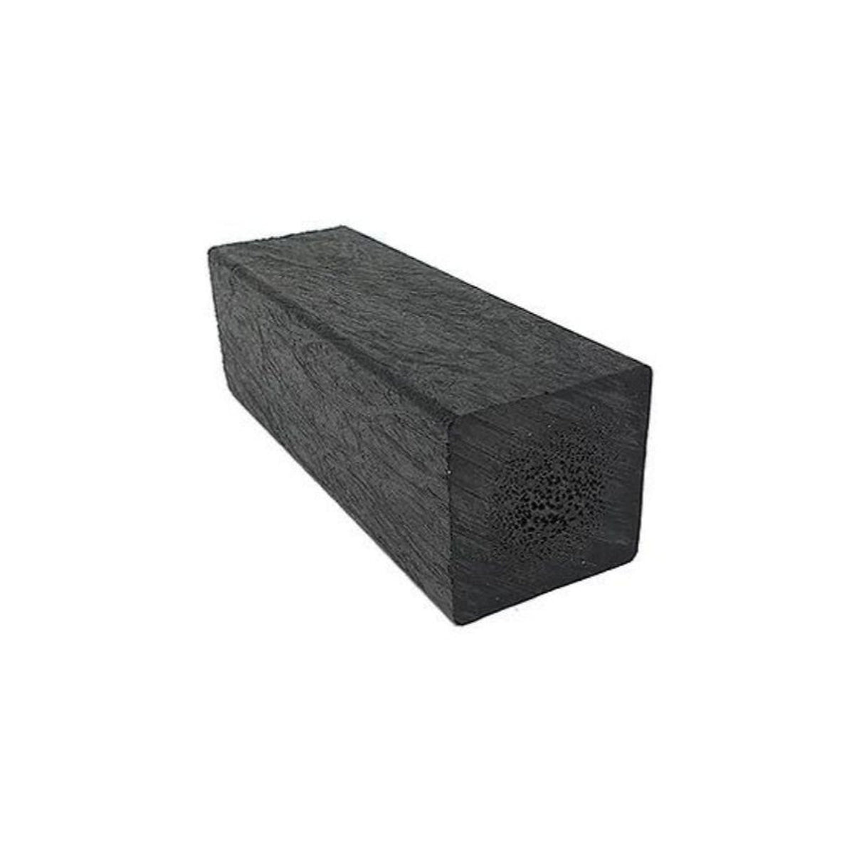 Square recycled-plastic post showing its solid cut end