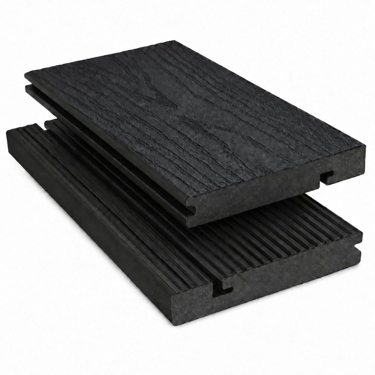 Prestige solid composite decking edge board in Charcoal Black