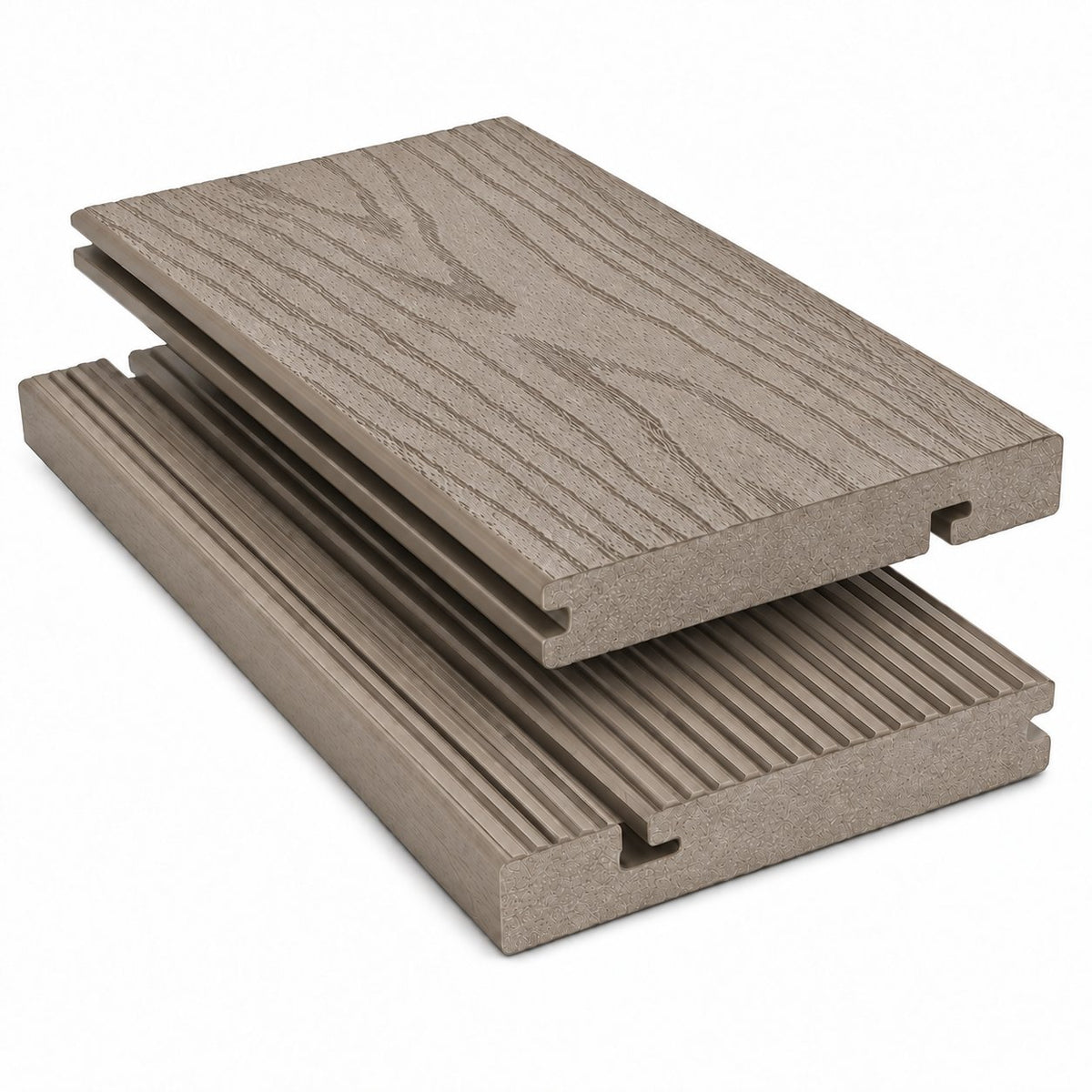 Prestige solid composite decking edge board — driftwood