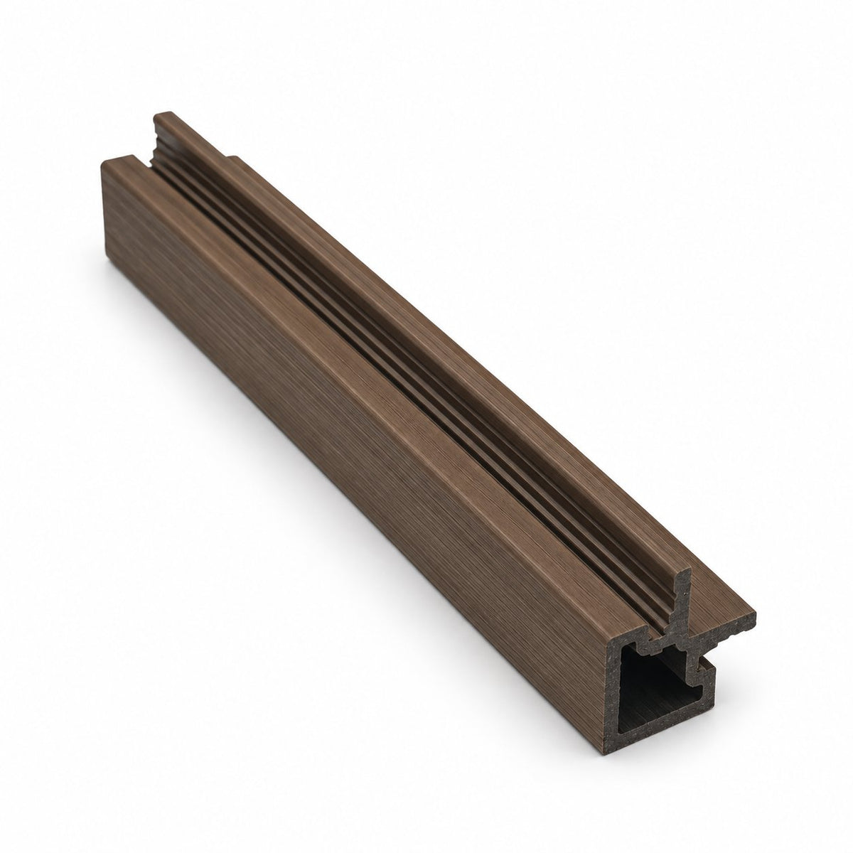 Walnut female-to-female external corner — Prestige slatted cladding