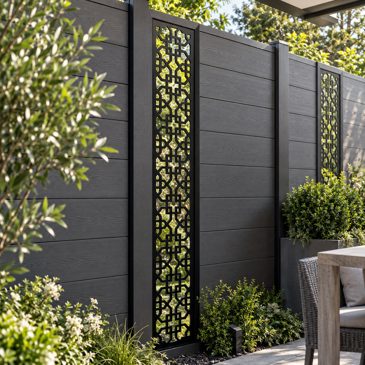 Single option Decorative Composite Screen - Sanctuary - 1830 x 300mm — installed detail visualisation