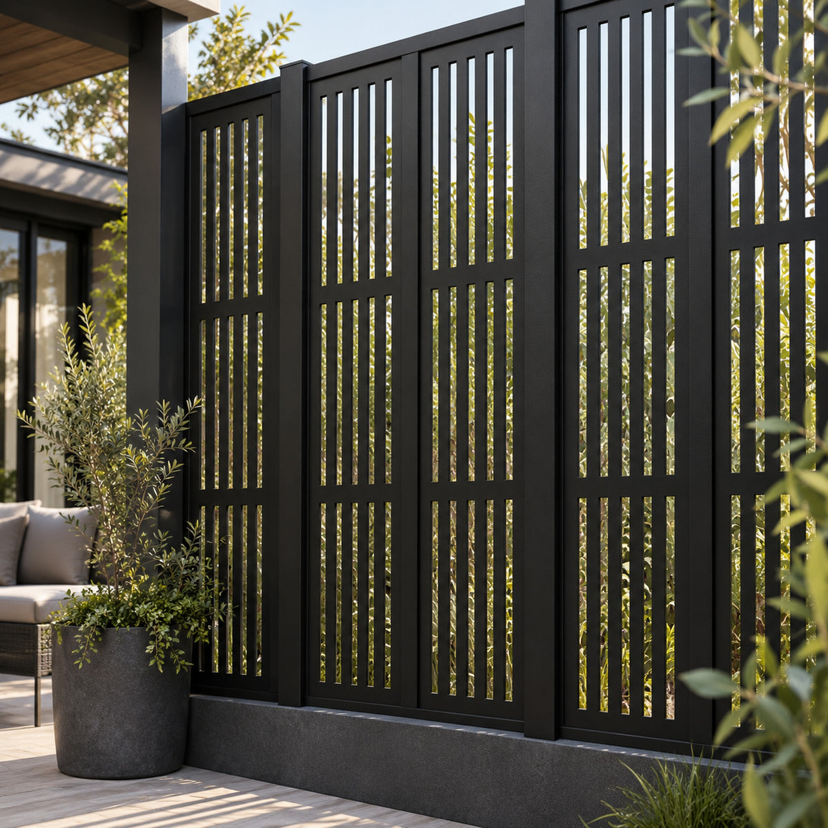 Single option Decorative Composite Screen - Slatted - 1830 x 300mm — installed detail visualisation