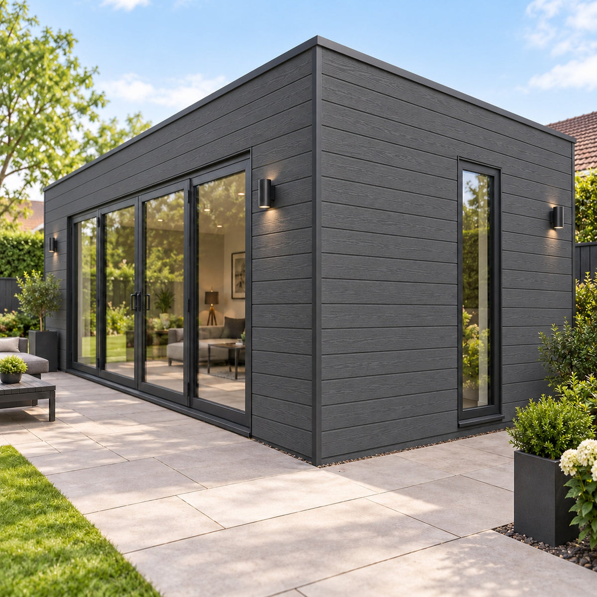 Anthracite Grey angle trim installed detail — design visualisation