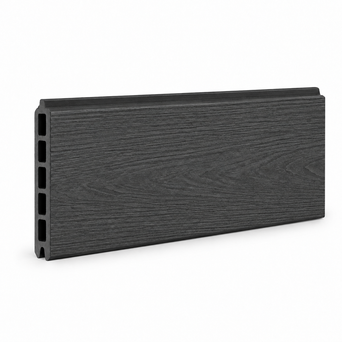 Charcoal Black Prestige woodgrain fence board — board detail