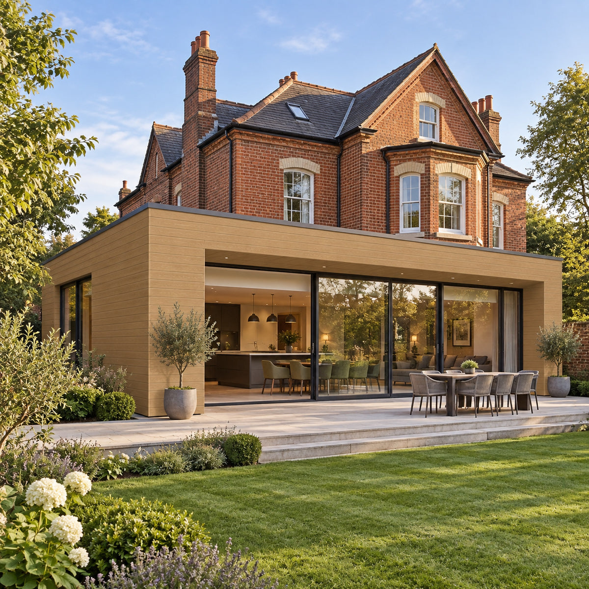 Natural Oak Prestige woodgrain shiplap — installed architectural visualisation