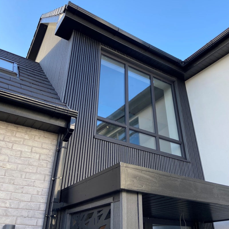 Anthracite Grey Composite Slatted Cladding Exterior Corner