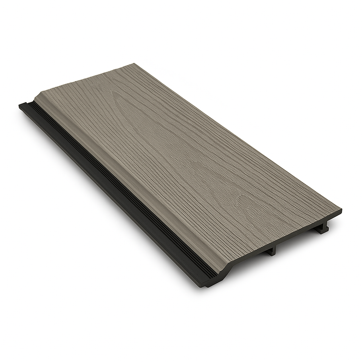 Driftwood Prestige capped woodgrain cladding board showing its interlocking edge