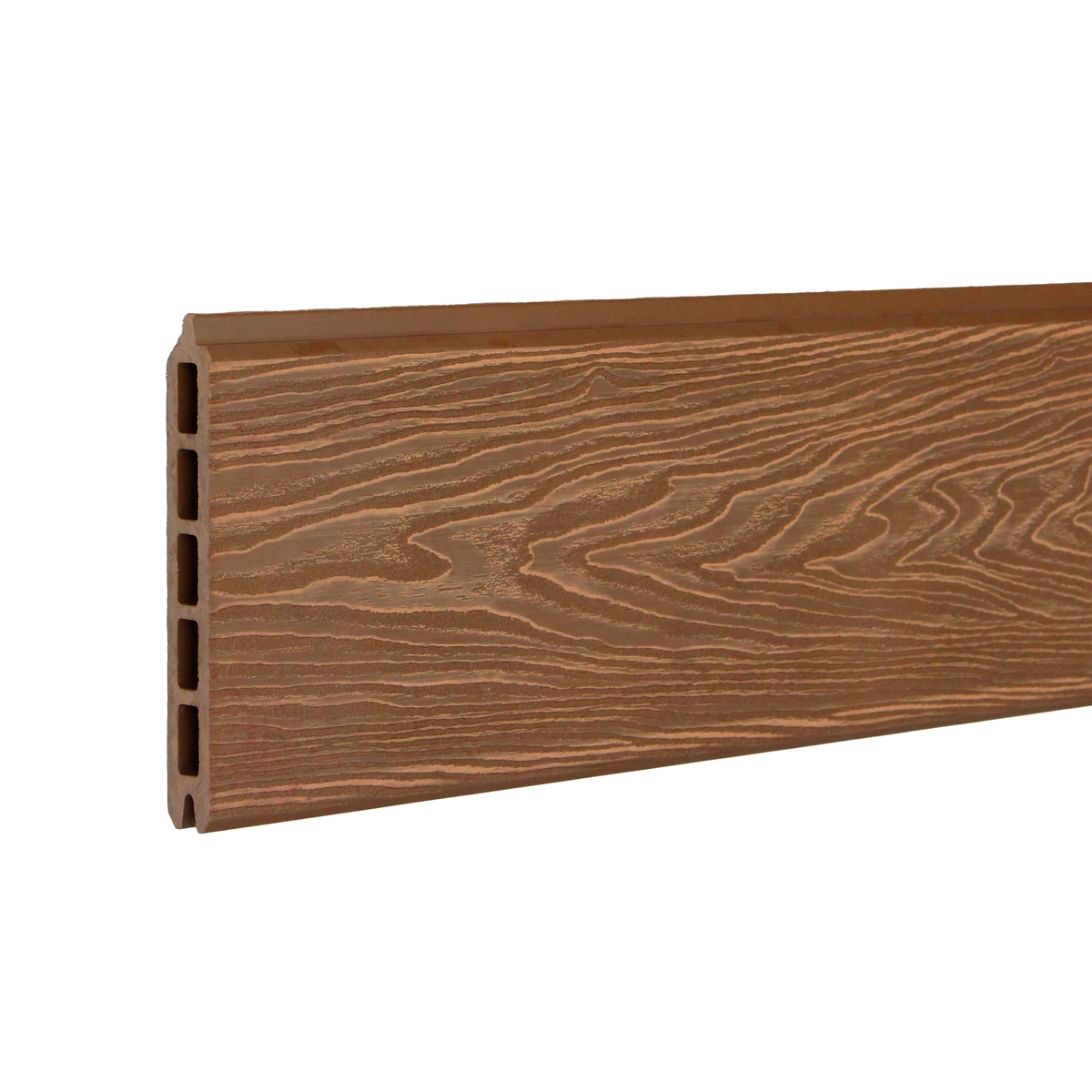 Teak Signature woodgrain composite fence board — board detail and embossed texture