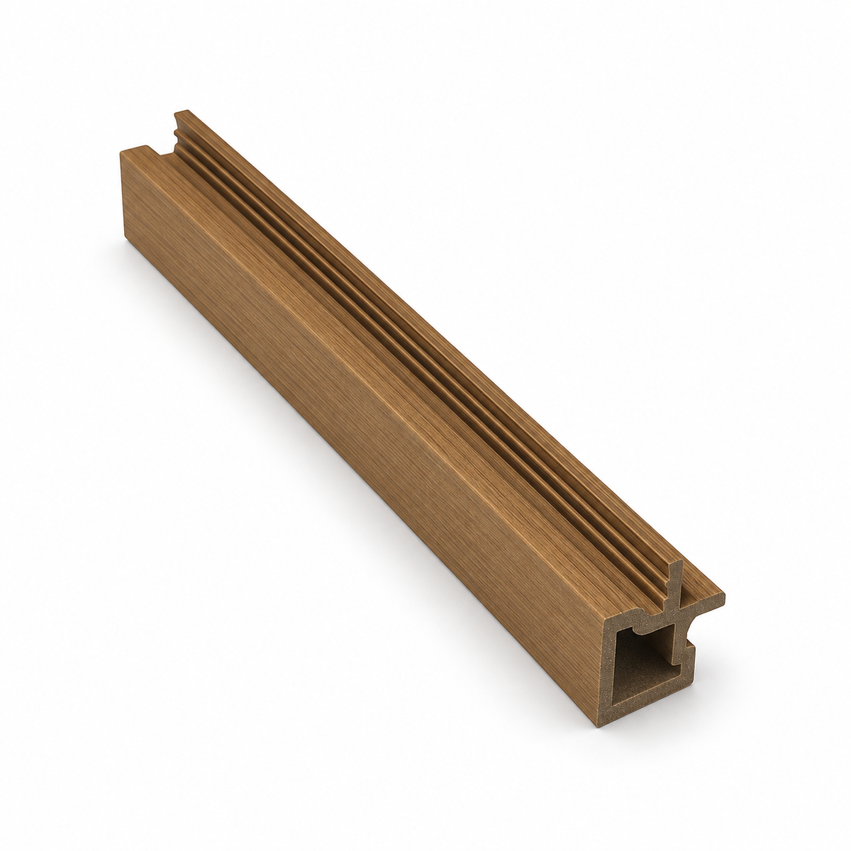Teak female-to-female external corner — Prestige slatted cladding