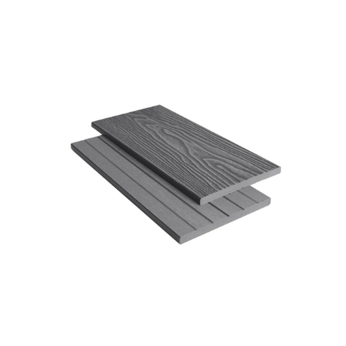 Grey Signature woodgrain fascia boards showing the textured face and hollow profile