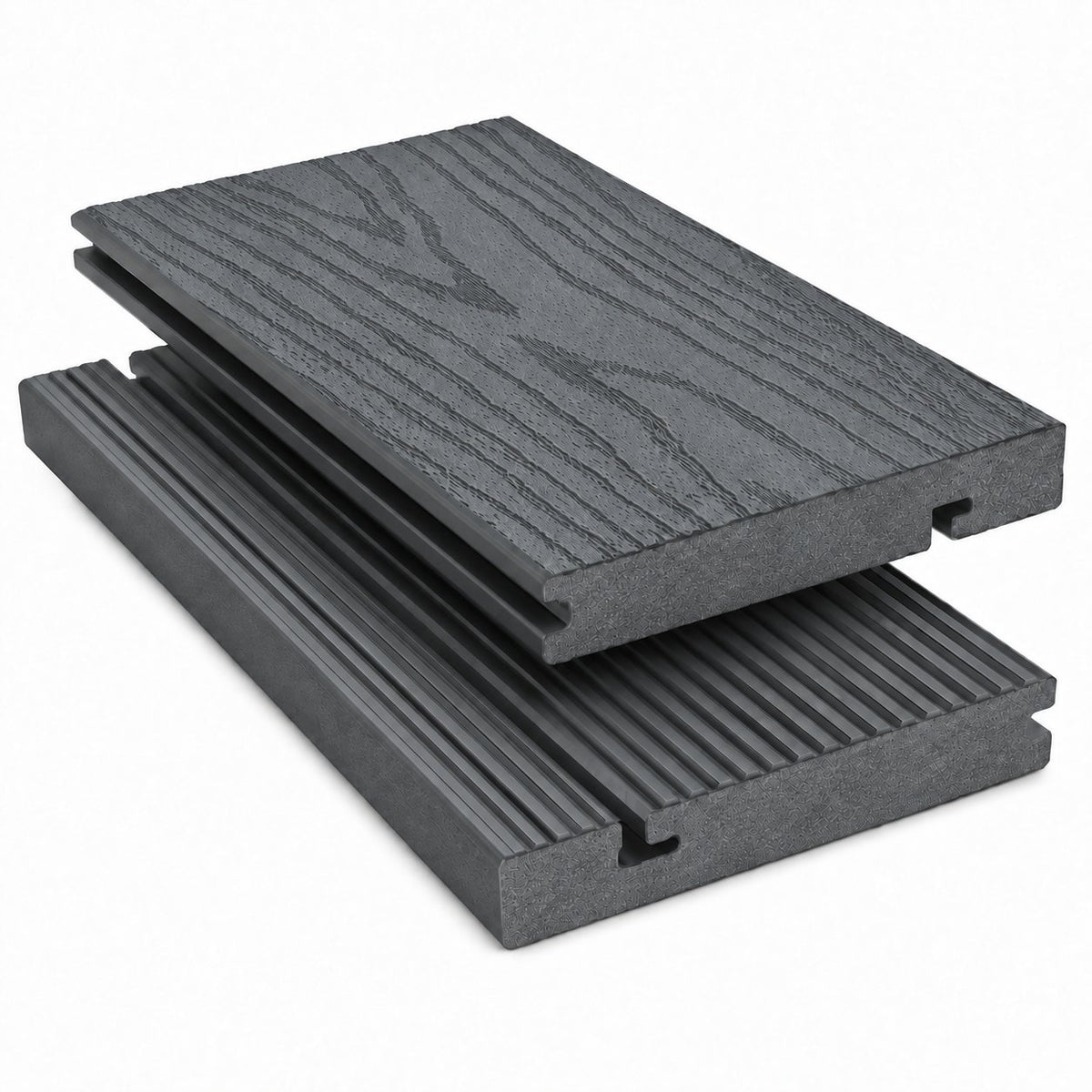 Prestige solid composite decking edge board — anthracite