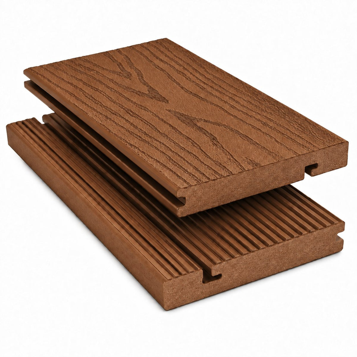 Prestige solid composite decking edge board — teak