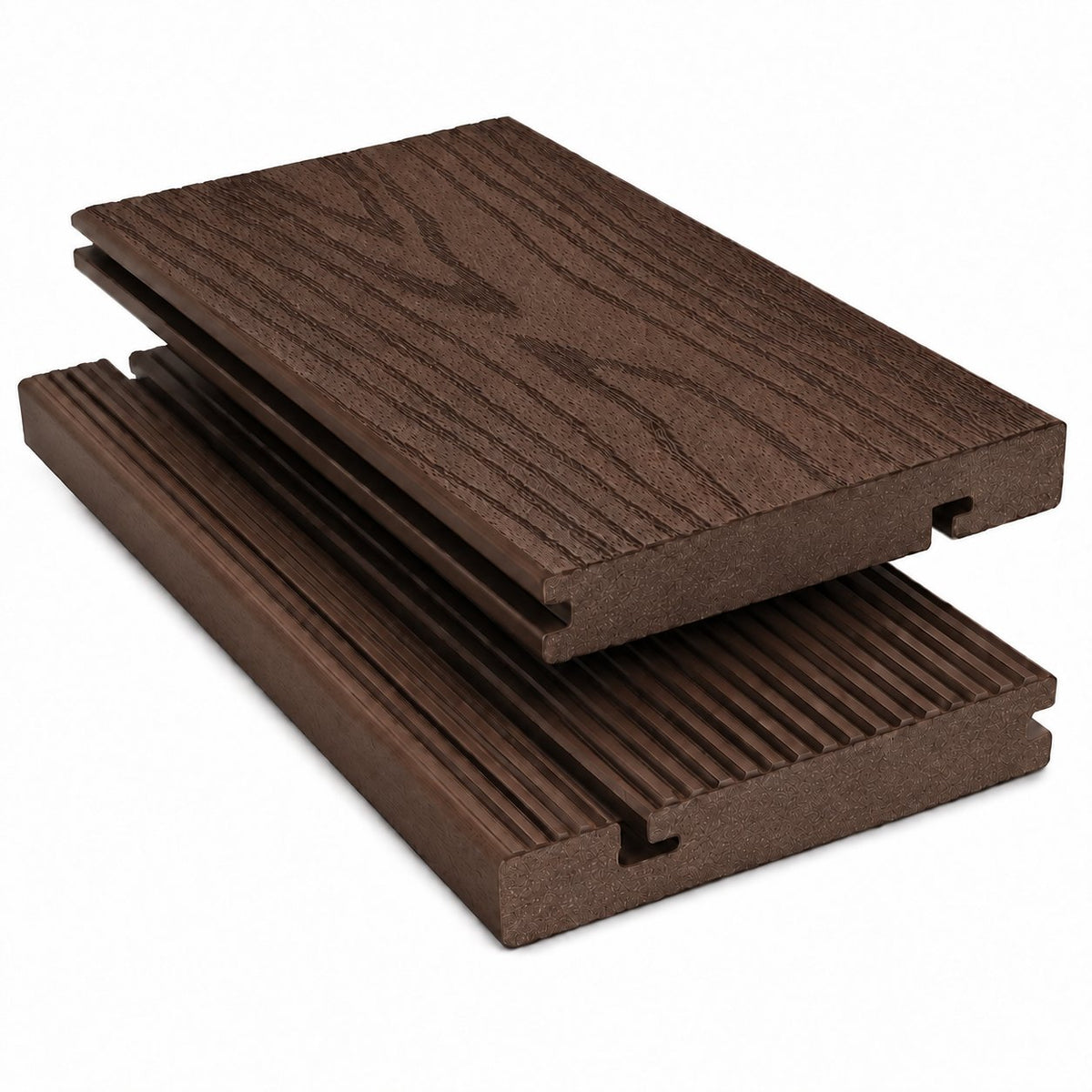 Prestige solid composite decking edge board — walnut
