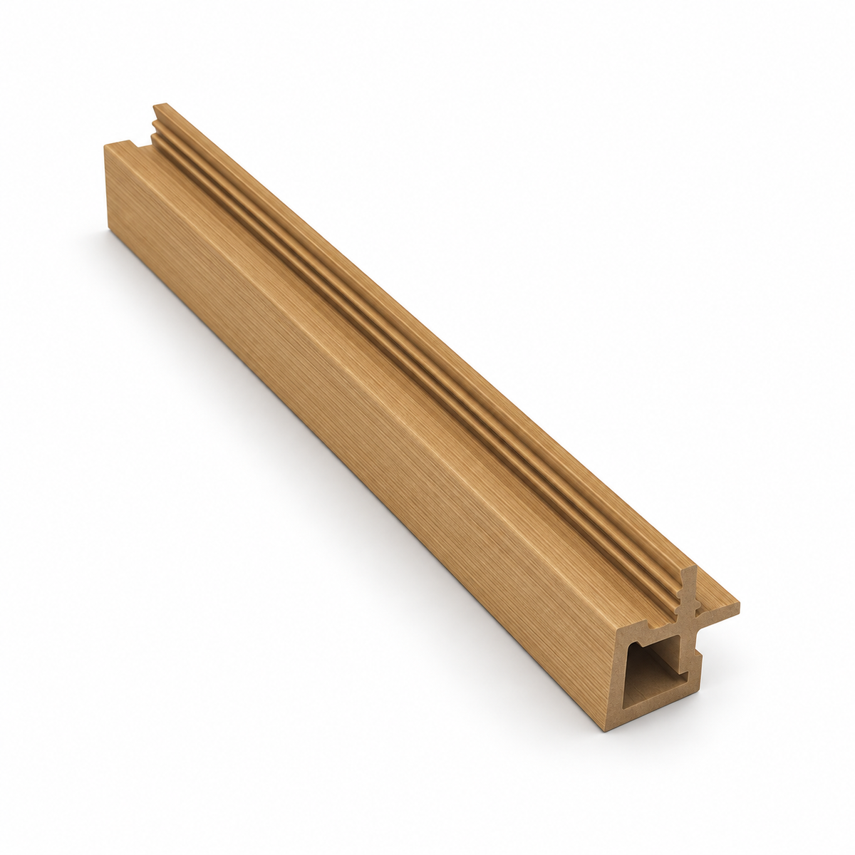 Natural Oak female-to-female external corner — Prestige slatted cladding