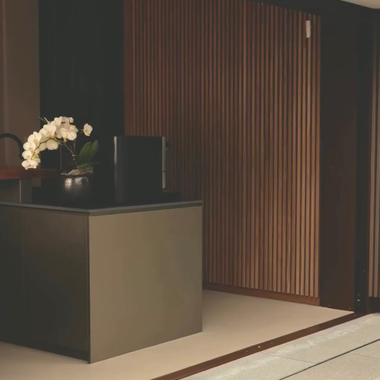Walnut Acoustic Wall Panelling Kitchen
