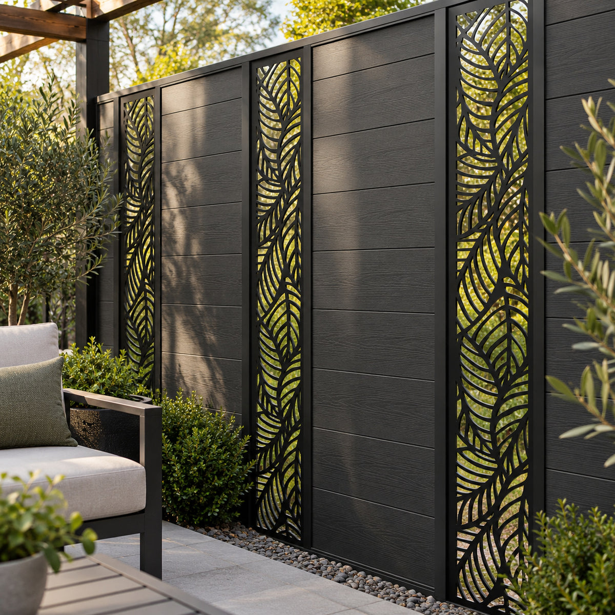 Single option Decorative Composite Screen - Fauna - 1830 x 300mm — installed detail visualisation