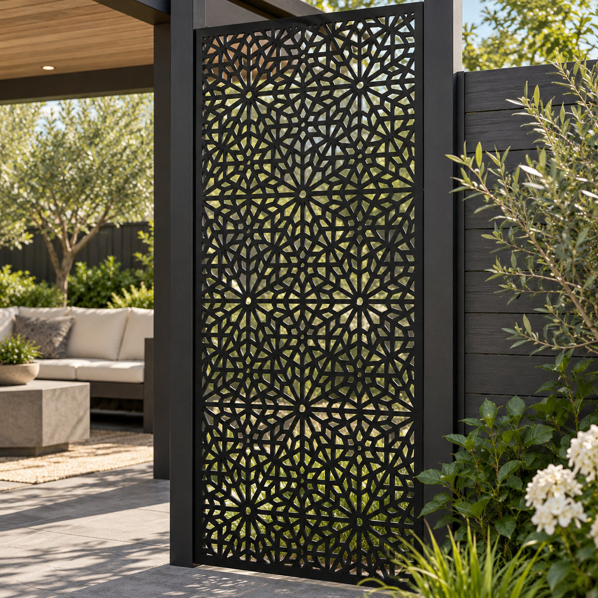 Single option Decorative Composite Screen - Harmony - 1830 x 900mm — installed detail visualisation