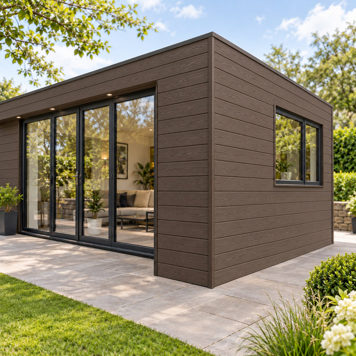 Chocolate angle trim installed detail — design visualisation