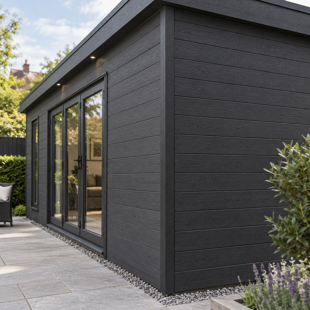 Charcoal Black Prestige 50 x 50mm angle trim — installed architectural visualisation