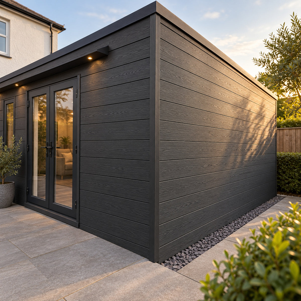 Charcoal Black Prestige 50 x 50mm angle trim — installed architectural visualisation