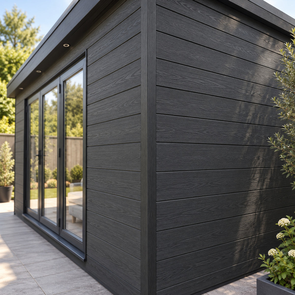 Charcoal Black Prestige 50 x 50mm angle trim — installed architectural visualisation