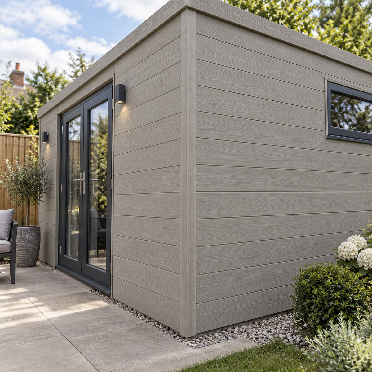 Driftwood Prestige 50 x 50mm angle trim — installed architectural visualisation