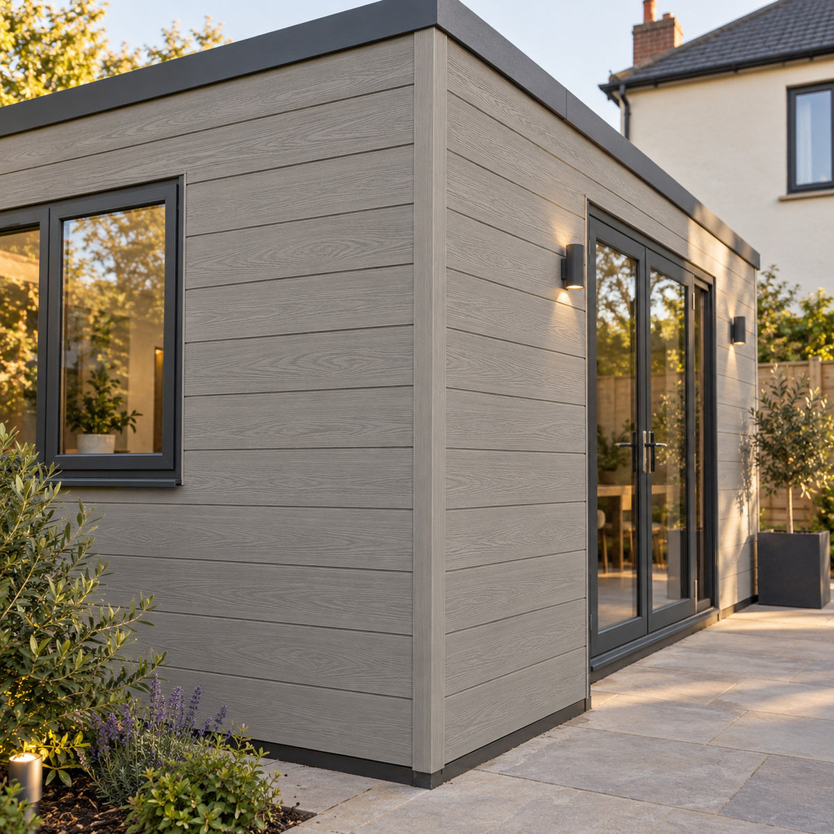 Driftwood Prestige 50 x 50mm angle trim — installed architectural visualisation