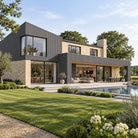 Graphite Grey Prestige slatted cladding — installed architectural visualisation