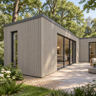 Driftwood Prestige slatted EXTERNAL corner Female to Female — installed architectural visualisation