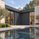 Anthracite Grey Prestige slatted INTERNAL corner trim — installed architectural visualisation