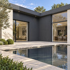 Anthracite Grey Prestige slatted INTERNAL corner trim — installed architectural visualisation
