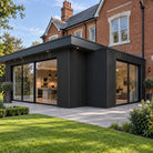 Charcoal Black Prestige slatted INTERNAL corner trim — installed architectural visualisation
