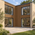 Teak Prestige slatted INTERNAL corner trim — installed architectural visualisation
