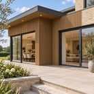 Teak Prestige slatted INTERNAL corner trim — installed architectural visualisation
