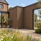 Walnut Prestige slatted INTERNAL corner trim — installed architectural visualisation