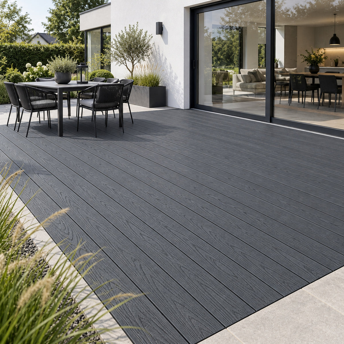 Anthracite Grey Prestige standard decking — different projects — installed project visualisation