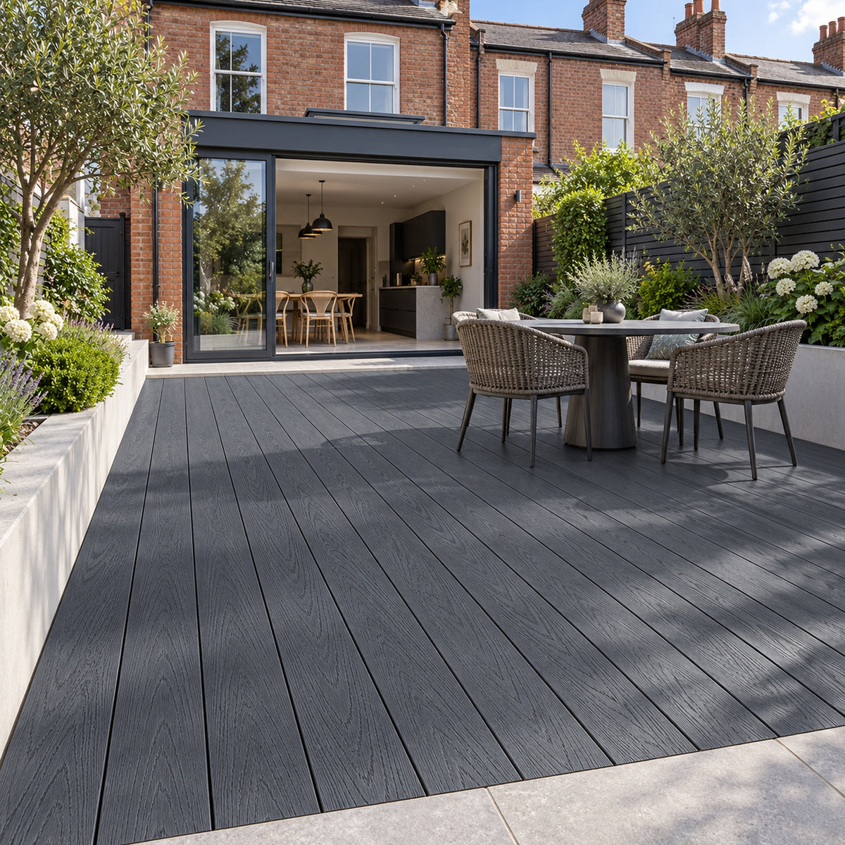 Anthracite Grey Prestige standard decking — different projects — installed project visualisation