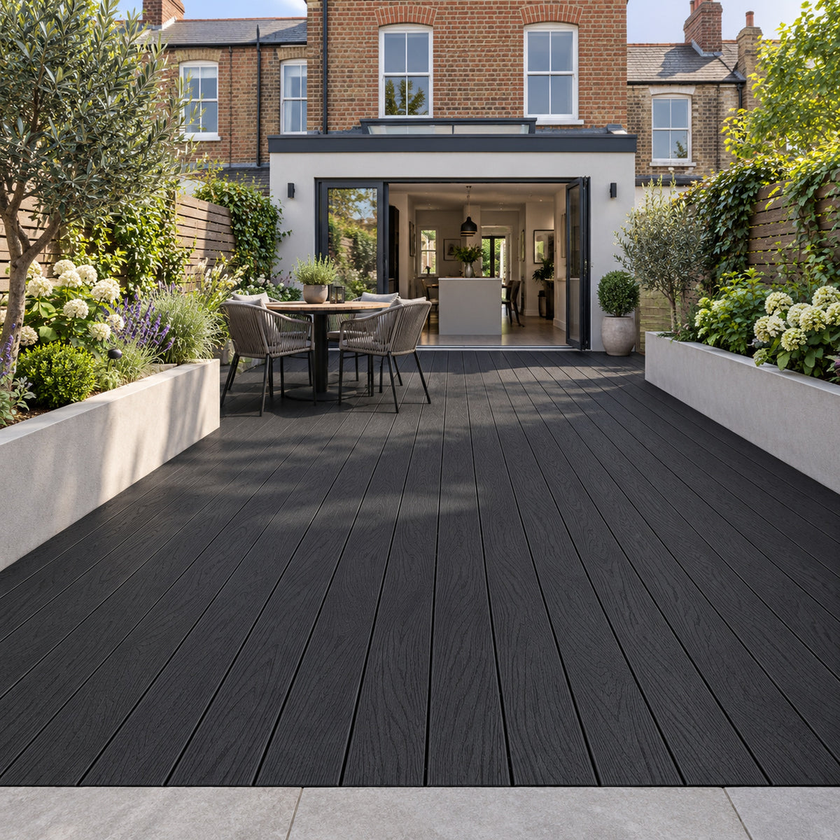 Charcoal Black Prestige standard decking — different projects — installed project visualisation