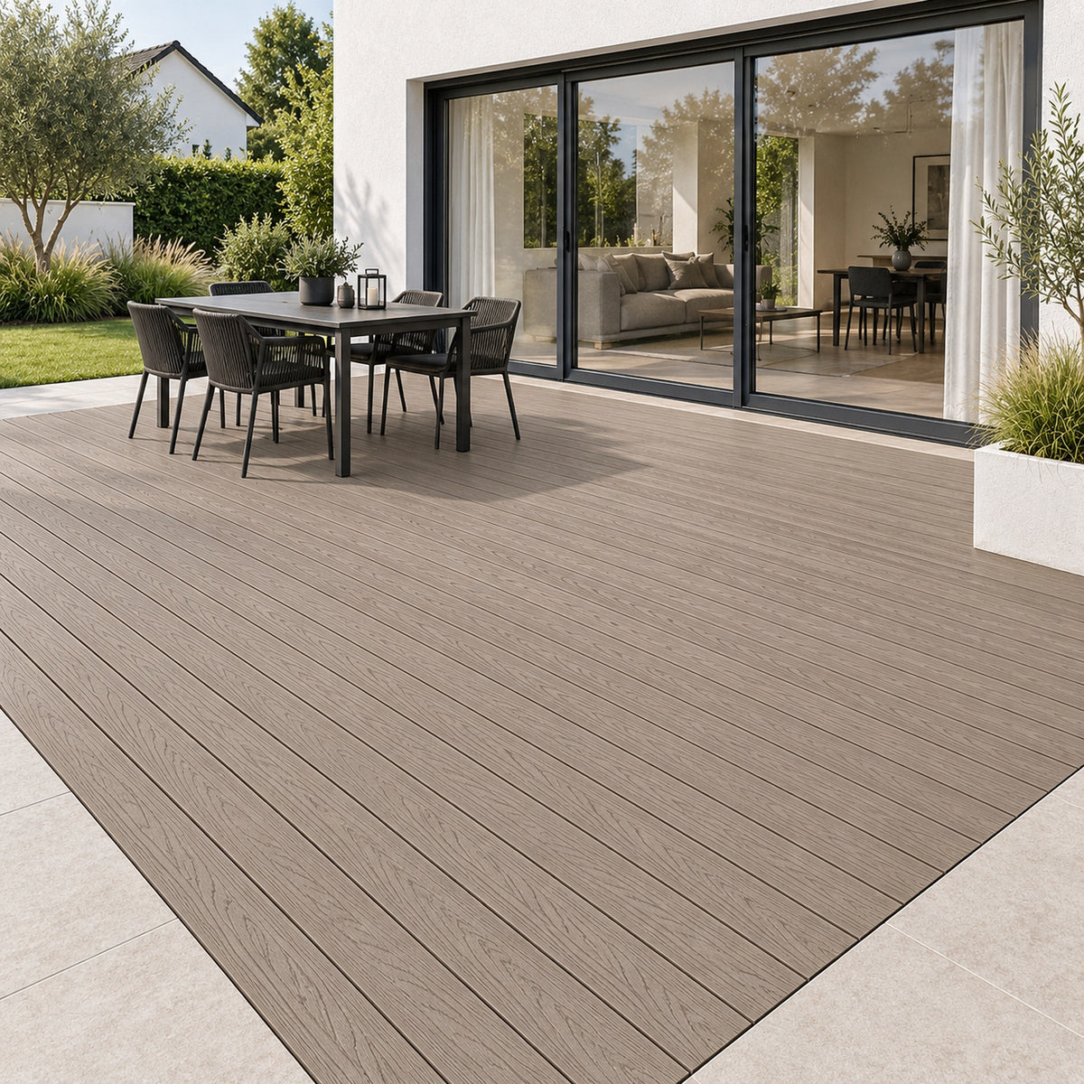 Driftwood Prestige standard decking — different projects — installed project visualisation