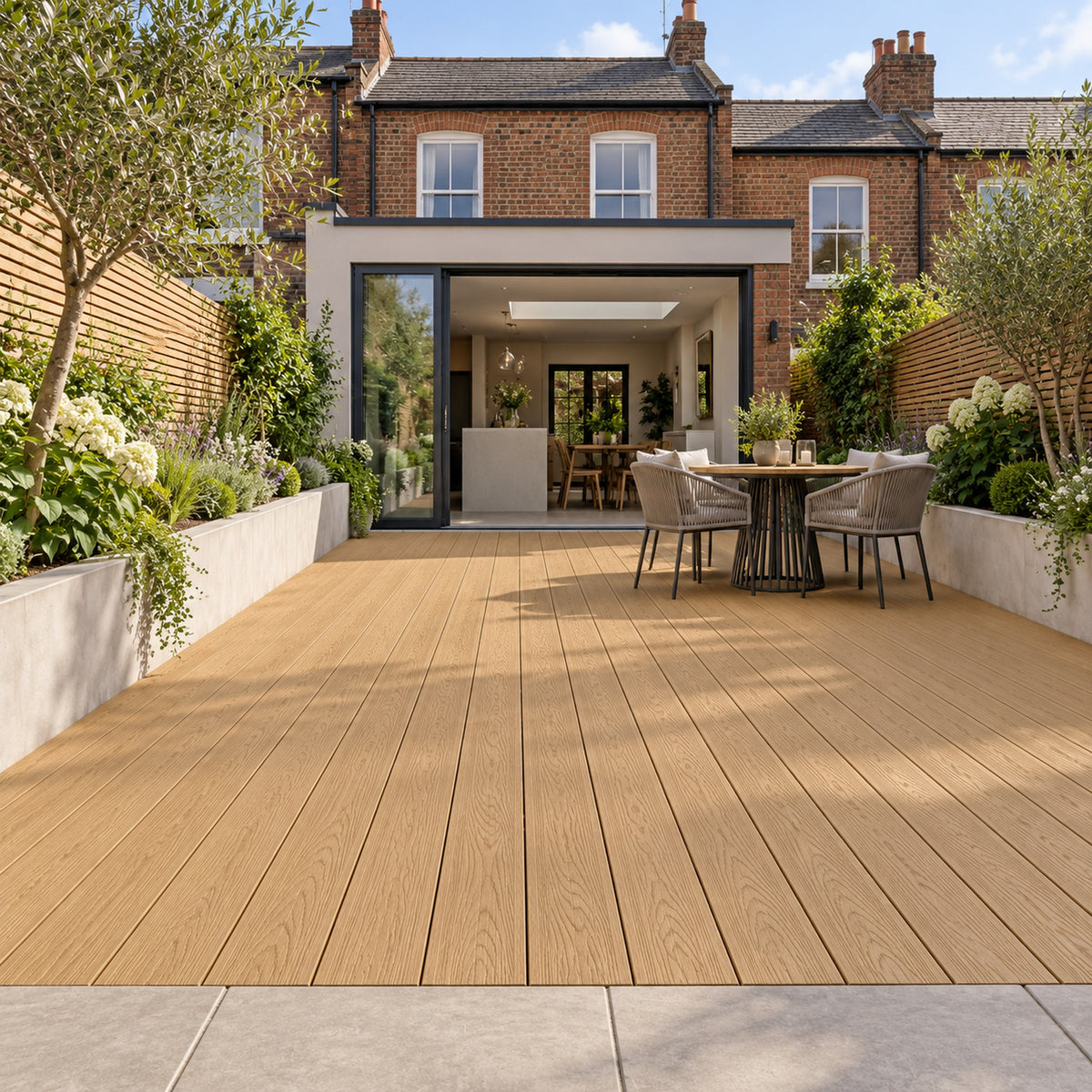 Natural Oak Prestige standard decking — different projects — installed project visualisation
