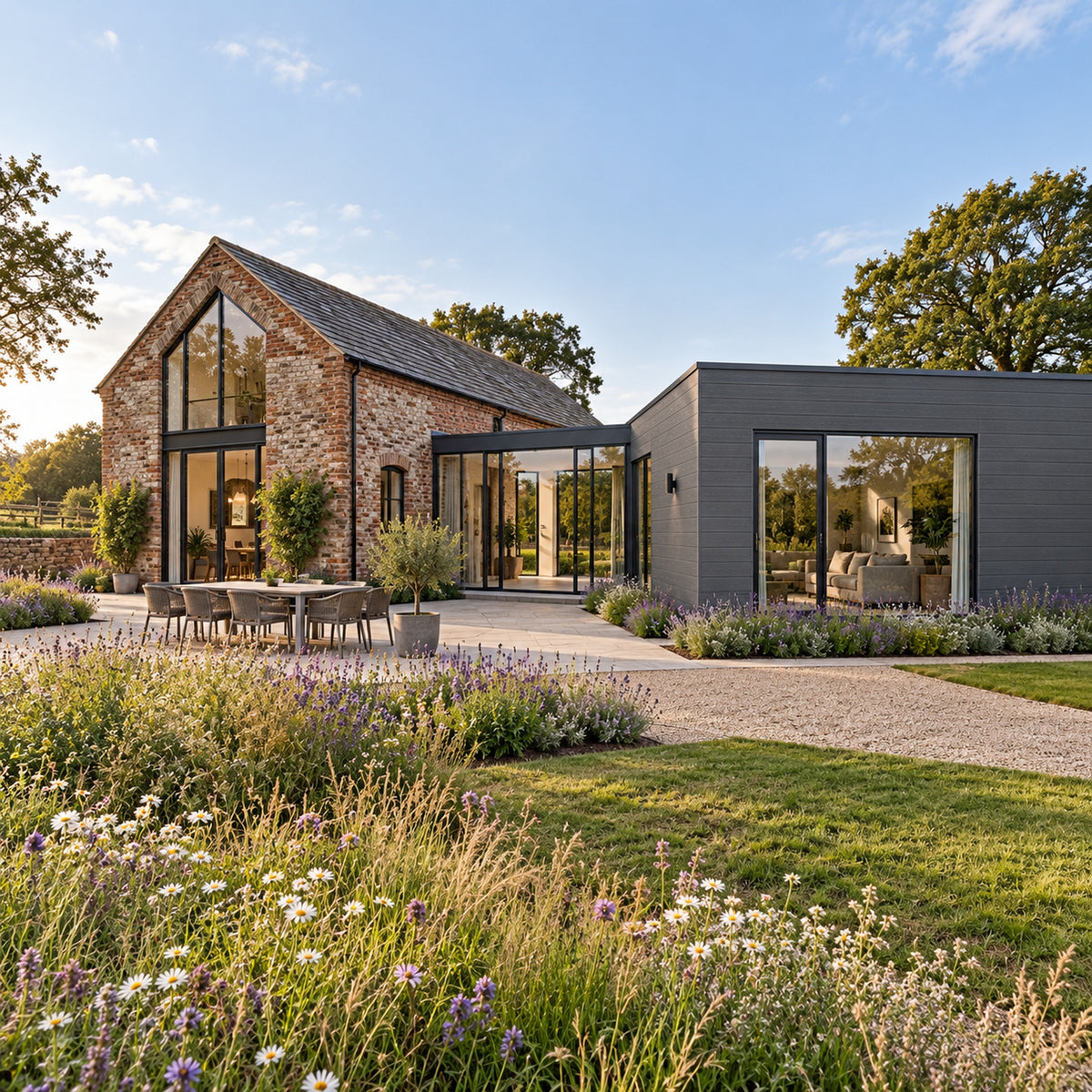 Anthracite Grey Prestige woodgrain shiplap — installed architectural visualisation