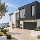 Charcoal Black Prestige woodgrain shiplap — installed architectural visualisation
