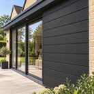 Charcoal Black Prestige woodgrain shiplap — installed architectural visualisation