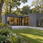 Graphite Grey Prestige woodgrain shiplap — installed architectural visualisation