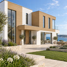 Natural Oak Prestige woodgrain shiplap — installed architectural visualisation