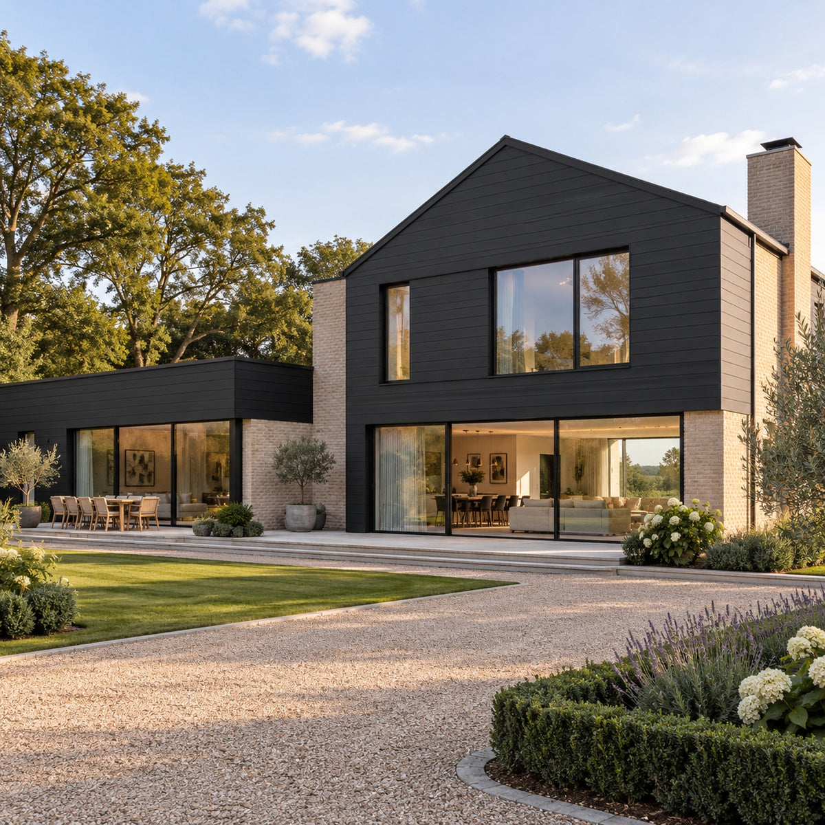Charcoal Black Signature smooth shiplap — installed architectural visualisation